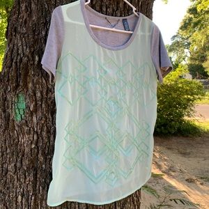 BKE sheer and sequined front T-shirt